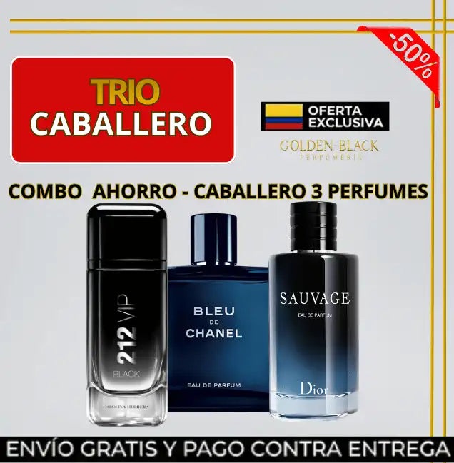 TRIPLE PODER MASCULINO: sauvage + bleu chanel +212 vip men