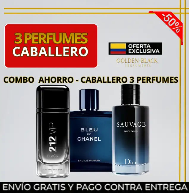 TRIPLE PODER MASCULINO: SAUVAGE + BLEU CHANEL +212 VIP MEN